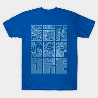 Singapore City Map Typography - Blueprint T-Shirt